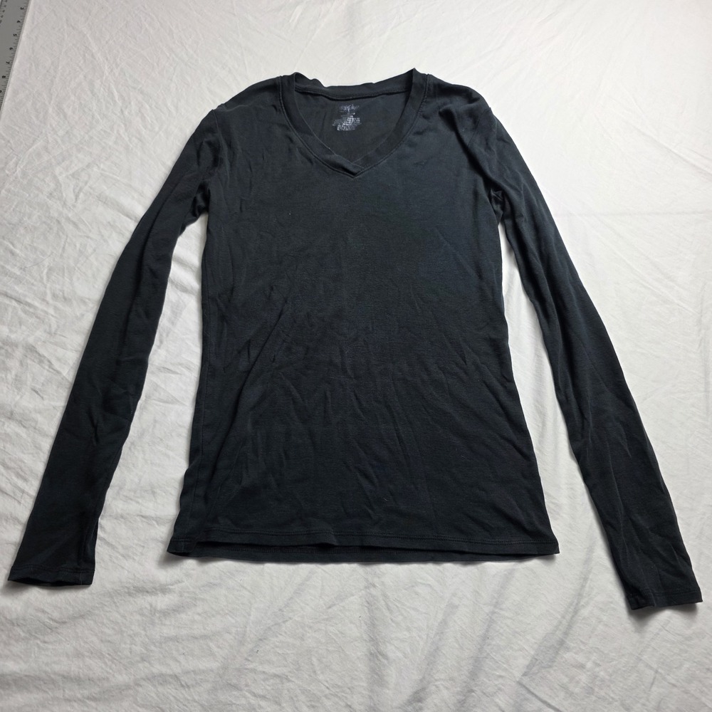 Mossimo women's shirt y2k fitted black vneck long sleeve Medium